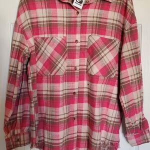 NWT Buckle Flannel Plaid Button-Up Boyfriend Shirt